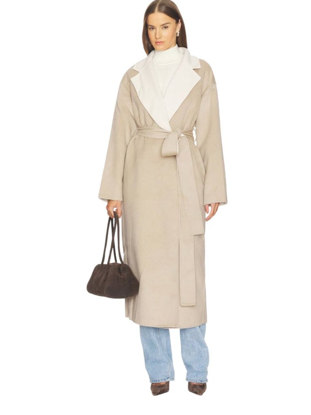 SRG Anais Wrap Coat Gray Beige NWT - Size M - Picture 3 of 13